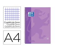 Recambio Oxford European Book 1 - espiral y tapa de cartón duro - 80 hojas dinA4 - papel 90 gramos - cuadricula 5x5 - optik papel y write & erase pizarra blanca Lilac