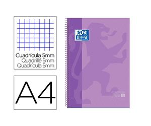 Recambio Oxford European Book 1 - espiral y tapa de cartón duro - 80 hojas dinA4 - papel 90 gramos - cuadricula 5x5 - optik papel y write & erase pizarra blanca Lilac