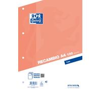 Recambio oxford school a4 100h 90gr 4 taladros liso naranja