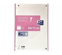 RECAMBIO OXFORD SCHOOL COLOR 1 A4 100h 90gr 4 TALADROS CUADRIC.5x5 ROSA CHICLE (1 color en banda)