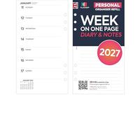 Recambio para agenda semanal 2027 y organizador de notas, compatible con Filofax Personal