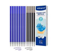 Recambio para bolígrafo de gel borrable, compatibles con Legami [9 azul y 5 negro, paquete de 14 unidades] Altura 13 cm, tinta termosensible, punta 0,7 mm, especialmente adecuado para la escuela
