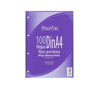 Recambio PRAXTON Din-A4 100H 4T 90 gr. Cuadros 4 mm.