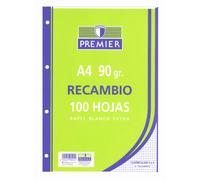 Recambio TAURO Premier, Din-A4 100H 4T 90 gr. Cuadros 4 mm.