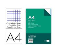 Liderpapel Recambio A4 100 hojas 100 g/m² cuadro 5 mm 4 taladros bandas de 5 colores