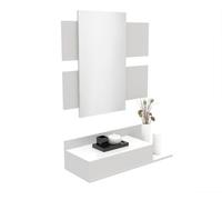 Recibidor con espejo mod2, mueble de entrada, cajón y balda en dos alturas, 75 x 29 x 90 cm blanco dormidán