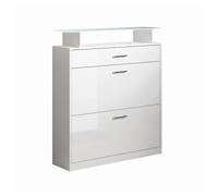 Recibidor zapatero entrada pasillo blanco 89x24x105 2 puertas 1 cajón led paola muebles bonitos