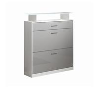 Recibidor zapatero entrada pasillo blanco/gris 89x24x105 2 puertas 1 cajón led paola muebles bonitos
