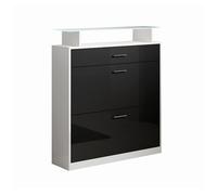 Recibidor zapatero entrada pasillo blanco/negro 89x24x105 2 puertas 1 cajón led paola muebles bonitos