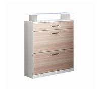 Recibidor zapatero entrada pasillo blanco/sonoma 89x24x105 2 puertas 1 cajón led paola muebles bonitos
