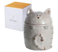 Recipiente de cerámica para galletas con tapa, de 1400 ml, con forma de gato