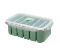 Recipiente de silicona con tapa para congelar, envase hermético para sopa, caldo y salsa, contenedor de almacenamiento al vacío para preparación de comidas, cocina y conservación (Verde, 6 casillas)