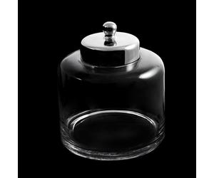 Recipiente de vidrio con forma de bote, ideal para dulces, con tapa, de 20 x 16 cm
