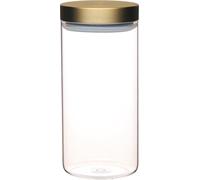 Recipiente de vidrio grande y hermético para almacenamiento, con tapa de latón, de 15 litros, con dimensiones de 10 x 10 x 22 centímetros. Transparente