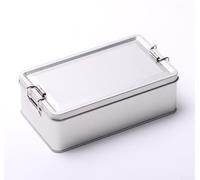 Recipiente metálico rectangular con tapa, para galletas, para almacenamiento (tamaño pequeño)