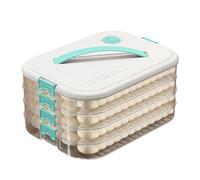 Recipiente para albóndigas, recipiente para congelar galletas, 4 capas, recipiente de almacenamiento transparente con tapa hermética, recipiente de viaje para galletas con registro de tiempo, barra de
