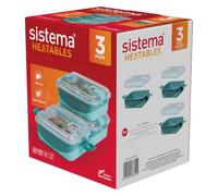 Recipiente para alimentos Sistema Heatables 100% a prueba de fugas para microondas con ventilaciones de fácil apertura, apto para lavavajillas, 1L rectangular, color latte, paquete de 3