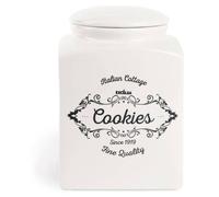Recipiente para galletas Excelsa, cerámica de alta calidad, 3 litros, color blanco