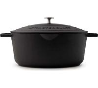 Recipiente para hornear ovalado de aluminio fundido con revestimiento antiadherente y tapa coladora, apto para cocinar en la vitrocerámica y hornear, de 30 cm de diámetro, con capacidad de 6 litros