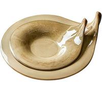Recipiente para servir ensalada de fideos, plato hondo para sopa, cuenco grande y plano, ensaladera, recipiente grande para servir de cerámica, bol para poke, dos platos: amarillo, en tamaños grande y