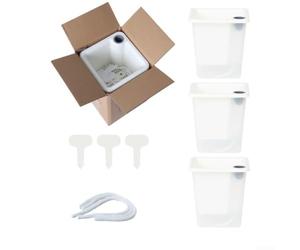 Recipiente para suculentas con, caja de riego automático para uso en interiores y exteriores, maceta rectangular de plástico como soporte para plantas de escritorio, bandeja blanca de bajo