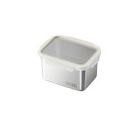 Recipiente rectangular de acero inoxidable 304 con tapa translúcida para organización de refrigerador y preparación de comidas, contenedor de alimentos de acero inoxidable para preparación de comidas