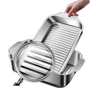 Recipiente rectangular de acero inoxidable, 35,6 x 39,9 cm, bandeja para hornear, molde profundo, ideal para pasteles, galletas, perfecto para el Día de Acción de Gracias, Navidad, asados, pescado, po