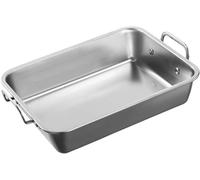 Recipiente rectangular para cocinar pescado, de acero inoxidable, 25/30 cm, de fondo profundo, ideal para lasaña, como bandeja para hornear, como plato para servir o como recipiente para alimentos, pe