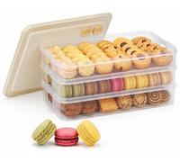 Recipiente transparente para galletas con 3 niveles y tapa con indicador de fecha