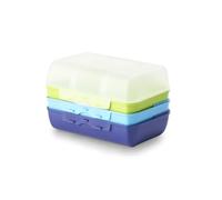 Recipientes de almacenamiento de alimentos Emsa 517053 Variabolo de 4 piezas para niños, 16 x 11 x 4 cm, se pueden abrir por ambos lados y se pueden apilar juntos para ahorrar espacio, azul/verde