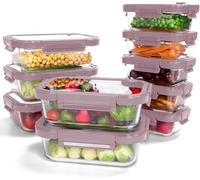 Recipientes de vidrio con tapa, juego de 10 unidades – Contenedores herméticos para preparar comidas, recipientes para almacenar alimentos en la cocina, set de fiambreras, aptos para microondas, conge