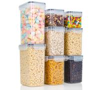 Recipientes Herméticos para Alimentos con Tapa - Juego de 8 Botes de Plástico Sin BPA para Conservación de Cereales, Harina y Comida - Organizador Cocina para Despensa y Cajones