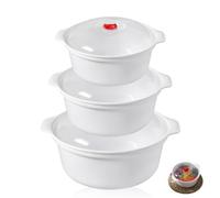 Recipientes Herméticos para Microondas Con Tapa - 3 Unidades, 3 L - Aptos para Cocinar al Vapor y Almacenamiento