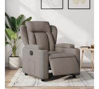 Reclinable eléctrico motor silencioso Relax 135° Gris Topo 77x94x100cm | Sillón reclinable eléctrico tela gris taupe con masaje y portavasos, butaca relax motorizada 135 grados para sala de estar y