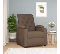 Reclinado manual de 3 posiciones con estructura de madera y metal Marrón | Sillón reclinable de tela marrón con 3 posiciones ajustables, asiento acolchado y estructura de metal resistente para sala de