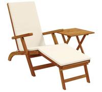 Recliner Y Tumbona Plegable 2 Pcs Crema Madera De Acacia Sólida Vidaxl