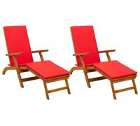 Recliner y tumbona plegable 2 pcs Rojo 55 x 146 x 91 cm
