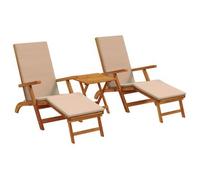 Recliner Y Tumbona Plegable 3 Pcs Topo Madera De Acacia Sólida Vidaxl