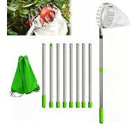 Recolector de frutas con cesta, herramienta telescópica para recoger frutas | Con poste de acero inoxidable, recolector ajustable de manzanas y naranjas para árboles altos, no se necesita escalera(2.4m)