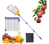 Recolector de Frutas - Recogedor De Mangos De 4 Metros Con Mango Retráctil Y Cesta - Herramienta Portátil de Recolección para Naranjas, Limones, Melocotones, Peras, Granadas, Aguacates y Huertos
