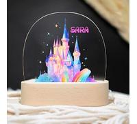 RecontraMago Lampara Infantil Personalizada para bebes y niños de mesita de noche Regalos bebe recien nacido decoracion habitacion bebe luz quitamiedos lamparas originales niña (CASTILLO-PRINCESA)