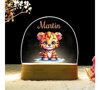 RecontraMago Lampara Infantil Personalizada para bebes y niños de mesita de noche Regalos bebe recien nacido personalizada decoracion habitacion bebe luz quitamiedos originales niña (TIGRE1)