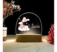 RecontraMago Lampara Infantil Personalizada para bebes y niños de mesita de noche Regalos bebe recien nacido decoracion habitacion bebe luz quitamiedos lamparas originales niña (OSITO-ROSA)