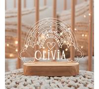 RecontraMago Lampara Personalizada para bebes y niños de mesita de noche Regalos bebe recien nacido decoracion habitacion bebe luz quitamiedos infantil lampara originales niña (ARCOIRIS)