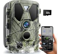 RecorCam Cámara de Caza WiFi 36MP 4K con App Bluetooth, Camara Fototrampeo Nocturna con 850nm IR LED, Camara Caza IP66 Impermeable con Tarjeta de Memoria de 32GB, para la Vigilancia de la Fauna