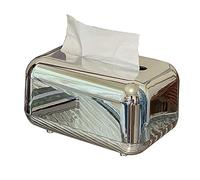 Rectángulo de cubierta de la caja de tejidos, dispensador de servilletas de soporte facial plateado de plata antigua para tocador de baño, encimeras, tocadores, soporte nocturno