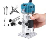 Rectificadora de madera eléctrica para trituradora eléctrica, raspadora de trituradora Trimmer Router Fresadora eléctrica Herramienta de madera 800 W 30000 Tr/Min,Pinza 6,35 mm, 6 velocidades, 1