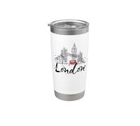 Recuerdo británico retro vintage de Londres Inglaterra Vaso térmico de acero inoxidable de doble pared