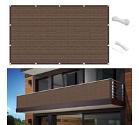 Red de balcón al aire libre marrón 60 x 250 cm - Bloqueador solar y cubierta resistente a la intemperie para jardín y patio con bridas - perfecta para privacidad y protección