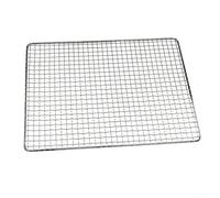 Red de parrilla de barbacoa de hierro galvanizado, estante cuadrado resistente para carne de pescado, verduras, parrilla de barbacoa para cocinar al aire libre en interiores, blanco plateado, 50 x 38